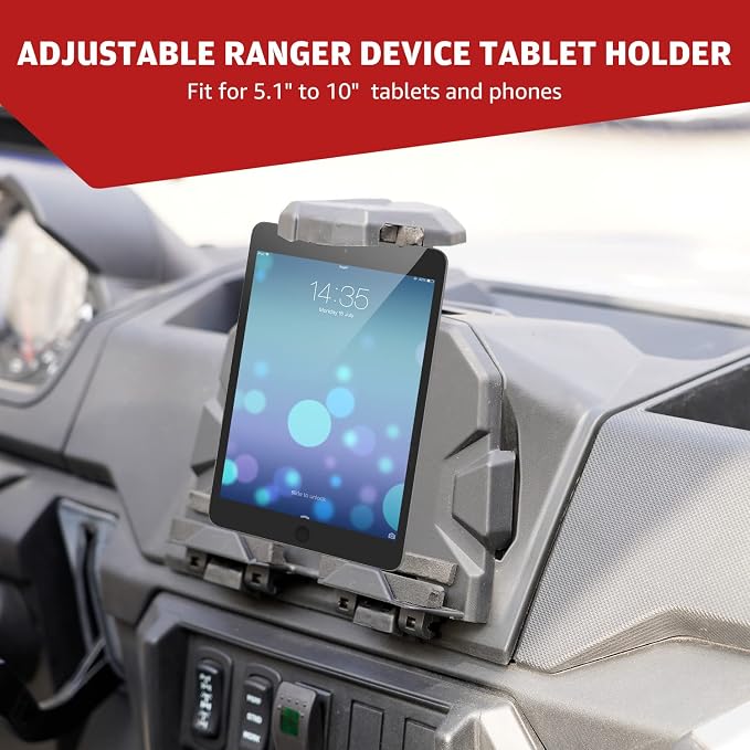 Electronic Device Tablet Holder for 2018-2024 Polaris Ranger XP 1000 Crew Diesel, Phone Ipad GPS Holder Mounts with Storage Box Organizer Accessories
