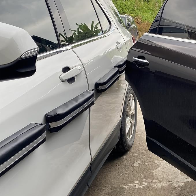 Magnetic Removable Car Door Dent Protector PU Leather Car Door Ding Protector Ding Bumper for Vehicles Black(Pack of 4)