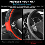 Car Steering Wheel Cover, 15 Inches Non-Slip Leather Car Steering Wheel Protector, Universal Steering Wheel Soft Cover Mats for Car Truck SUV, Interior Car Accessories (Black & Red)