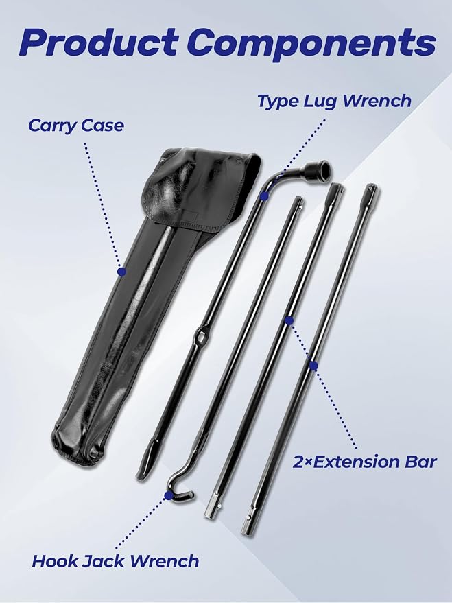 F150 Heavy Duty Spare Tire Tool Kit with Spare Tire Jack Handle and Wheel Lug Wrench Compatible with 2004-2018 F150 Spare Tire Removal Tool Kit
