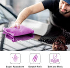 30 Pcs Edgeless Microfiber Plush Towels for Cars Detailing Drying Wash Polishing Absorbent Cleaning Cloths, 500 GSM (16 x 16 Inch,Purple)