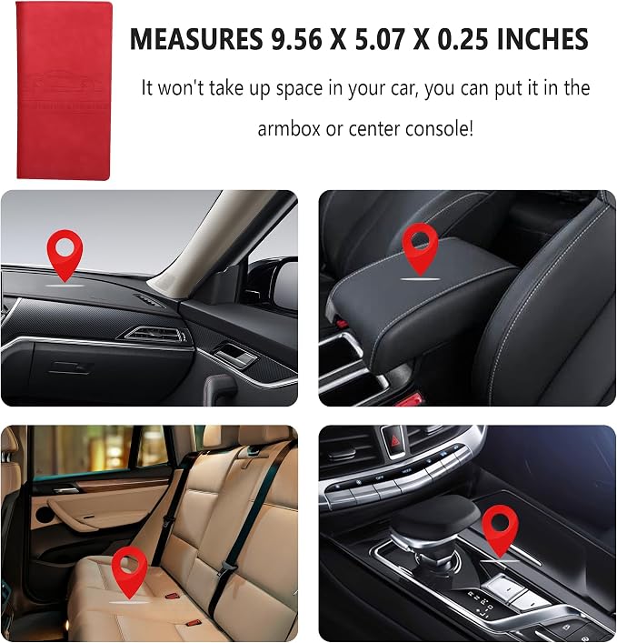 Car Registration and Insurance Holder,PU Leather Car Glove Box Organizer Car Document Holder for ID,Driver's License,Universal Car Organizer Car Accessories for Women/Men (Red)