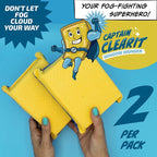 Captain Clearit Window Cleaner Sponge for Windshields, 2 Pack | Car window cleaner tool, non-scratch sponge for fog, steam, condensation, mirrors, glass, boats and bathroom surfaces