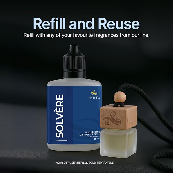 Solvere Diffuser with Vent Clip | Strong Automotive Freshener Long Lasting | Powerful Car Fresheners for Men with Odor Eliminating Technology | Luxury Air Freshener by