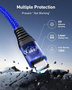 USB to USB C Cable 60W Fast Charging [2 Pack 10FT], USB A to USB C Cable, Durable Braided USB Type C iPhone Charger USBC Cord for iPhone 17/16/15/Pro Max/Plus, Samsung Galaxy S23 and More-Blue