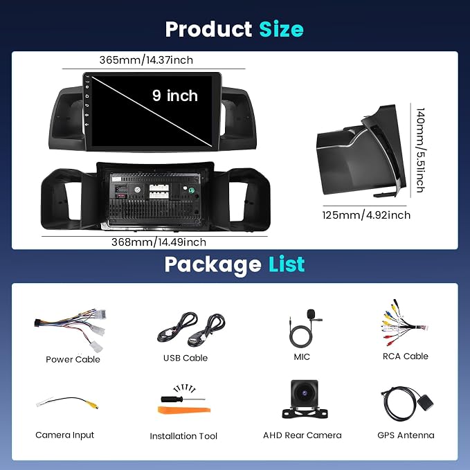 8 Core [4+64G] Android 15 Car Radio for Toyota Corolla EX 2005-2012 Wireless Carplay Android Auto,9'' Touch Screen for Corolla with GPS/5GHz WiFi/EQ/DSP/Bluetooth/FM RDS+Backup Camera
