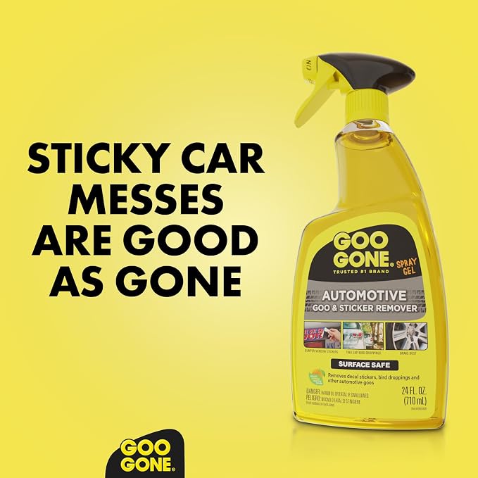 Automotive Adhesive Remover, Goo & Grime Cleaner for Bumper Stickers, Decals, Tree Sap, Brake Dust, Bird Droppings, Gum, Spray Paint, Asphalt, 24 oz with MicroFiber Buffing Towel