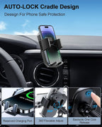 PZK Car Phone Holder for Toyota Tacoma 2016-2023 Accessories Custom Vent | 3rd Gen Tacoma Car Phone Mount Auto Lock Fixed Clip Hands Free 360° Rotation Phone Cradles for All 4.0-7.0'' Smartphones
