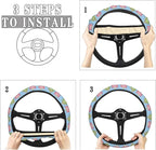 Cartoon Cute Frog with Crown Steering Wheel Covers Anti-Slip Elasticity Car Accessories Steering Wheel Protector Universal 15 Inch for Cars SUV Vehicle Truck