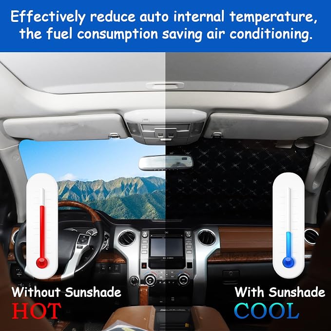 Windshield Snow Cover Fit for Toyota Tundra 2007-2021, Front Windshield Cover for Ice and Snow, Auto Extra Thick Windshield Ice Cover Protects Windshield from Rain, Sun, Frost
