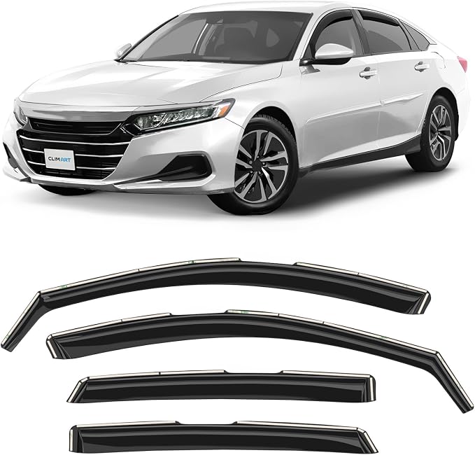 in-Channel Incredibly Durable Rain Guards for Honda Accord 2018-2022, Original Window Deflectors, Vent Window Visors, Vent Deflector, 4 pcs. - 618410