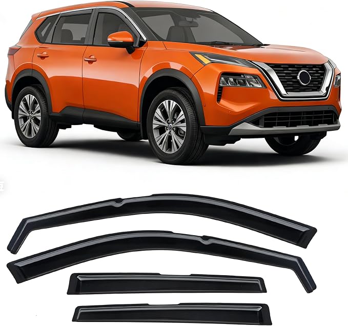 in-Channel Rain Guards Compatible with Nissan Rogue 2021 2022 2023 2024 2025 2026, Extra Durable Side Window Deflectors 2021-2026 Rogue Wind Deflectors Rain Guard Black 4 PCS
