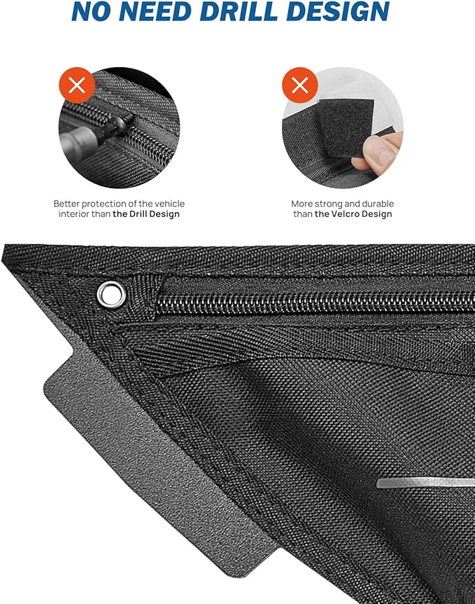 Car Door Storage Pockets Compatible with 2018-2026 Wranlger JL & Gladiator JT, Front & Rear Door Side Insert Organizer, 4 Packs
