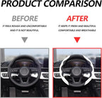 2pcs Universal Fit Carbon Fiber Steering Wheel Cover, Anti-Skid Steering Wheel Cover/Segmented Steering Wheel Protector/Car Interior Accessories (White)