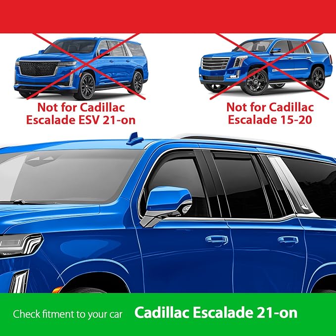 Goodyear Shatterproof in-Channel Window Deflectors for Cadillac Escalade 2021-2026, Rain Guards, Window Visors for Cars, Vent Deflector, Car Accessories, 4 pcs - GY008068