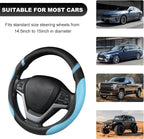 Car Steering Wheel Cover, 15 Inch Premium Leather Breathable Non-Slip Wheels Wrap, Universal Auto Comfortable Steering Wheel Protector for SUV Truck Van, Car Accessories (Blue)