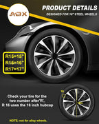 Hubcaps,16 inch hubcaps Set of 4, Wheel Rim Cover ABS Material, Snap On Car Truck SUV Replacement, for Toyota Camry Nissan Mazda etc, Black & Silver