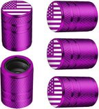 American Flag Tire Valve Stem Caps - (5 Pack) Metal Air Caps with Plastic Liner, Corrosion Resistant, Leak-Proof, Universal Stem Covers for Cars Trucks Motorcycles and Bikes - Purple