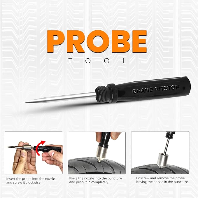 Tubeless Tire Gun Puncture Repair Kit with Mushroom Plug for Tyre Punctures and Flats on Cars, Motorcycles, ATV, Trucks & Tractors (Gun Puncture Kit 30 Plugs)