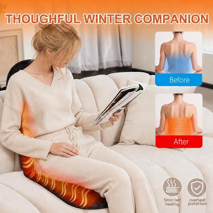 Seat Cushion, Full Back and Seat Cover, Office Chair Pad for Winter Gift (Light Gray)