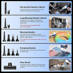 Car Vacuum/Air Duster Portable Cordless - 16000PA High Power Handheld Vacuum with 85,000RPM Brushless Motor, 4-in-1 Rechargeable Mini Vacuum & Blower & Pump for Car Detailing, Home, Office, Pet Hair