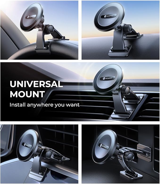 2025 Upgrade for MagSafe Car Mount [Strongest Dashboard Adhesive & 25N Magnetic] Cell Phone Holders for Your Car, 360° Adjustable Phone Holder Mount for All Smartphones & Vehicles