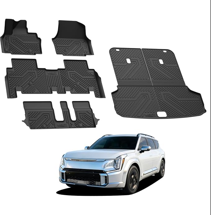 Floor Mats & Cargo Mats for KIA EV9 2026 2025 2024 (Only Fit for 7-Seats), All Weather TPE Custom Fit Kia EV9 2024-2026 Full Set Car Accessories Floor Liners