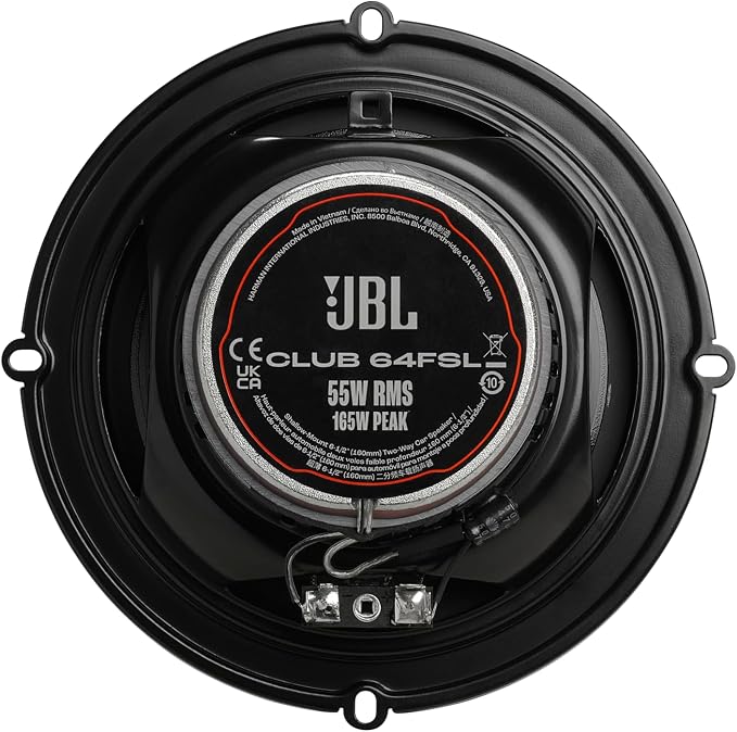 Club 64FSL - Shallow-Mount 6-1/2" (160mm) Two-Way Car Speaker, 55W RMS, 165W Peak, Sensitivity (@ 2.83V): 92dB, Frequency Response: 55Hz – 20kHz, Nominal Impedance: 3.0 ohms