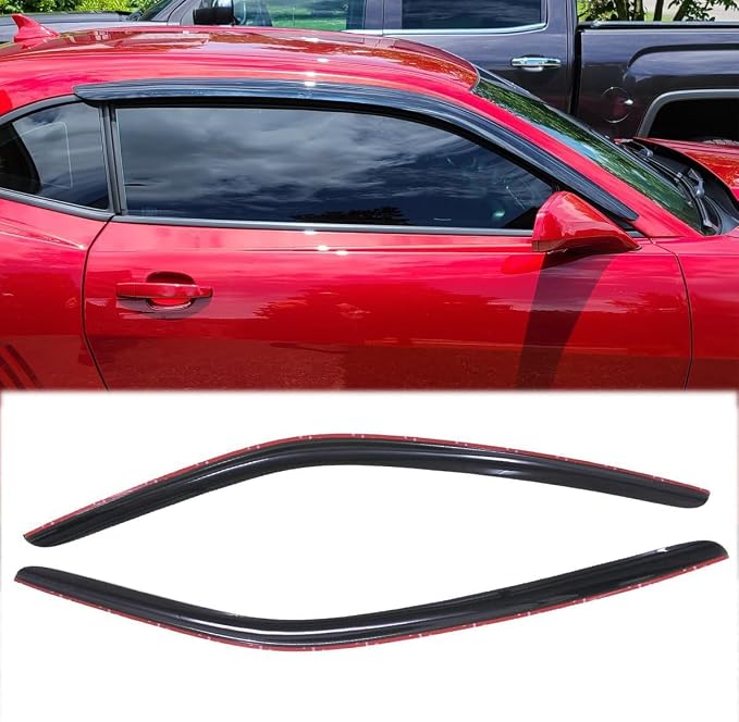 2pcs Original Shatterproof Rainproof Side Window Wind Deflectors for 10-25 Camaro,Tape-on Rain Guards Sets,Nice Looking Window Visors for Cars,Vent Deflector for Chevrolet 2010-2025 Camaro 92341