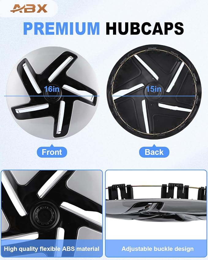 Hubcap Wheel Covers Hub Caps 16 Inch Set of 4 White Universal Wheel Rim Cover R16 Stylish Car Decor Wheel Covers for Toyota Camry Nissan Mazda (White, 16 inch)