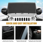 600D Cab Cover Windproof Sunshade Cover Compatible with 2007-2026 Jeep Wrangler JK JL 4 Door, 6-Layer Protection Frost Wiper & Mirror Covers Protect from Sunshine, UV, Snow, Rain