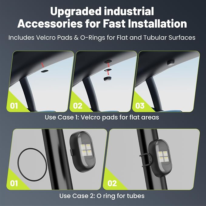 Wireless LED Lights for Car 4PCS, Interior Car Lights with Remote, USB-C Charging Strobe Lights, 80H Battery 8 RGB Colors IP65 Waterproof Ambient Lighting Car Accessories for Trucks Motorcycles Bike