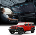 Windshield Sun Shade Umbrella for All Jeep Wrangler & Gladiator - [Vinyl Coating Heat Shield] Protect Car from Sun Rays & Heat Damage Keep Cool and Protect Interior, Spring Structure Edge