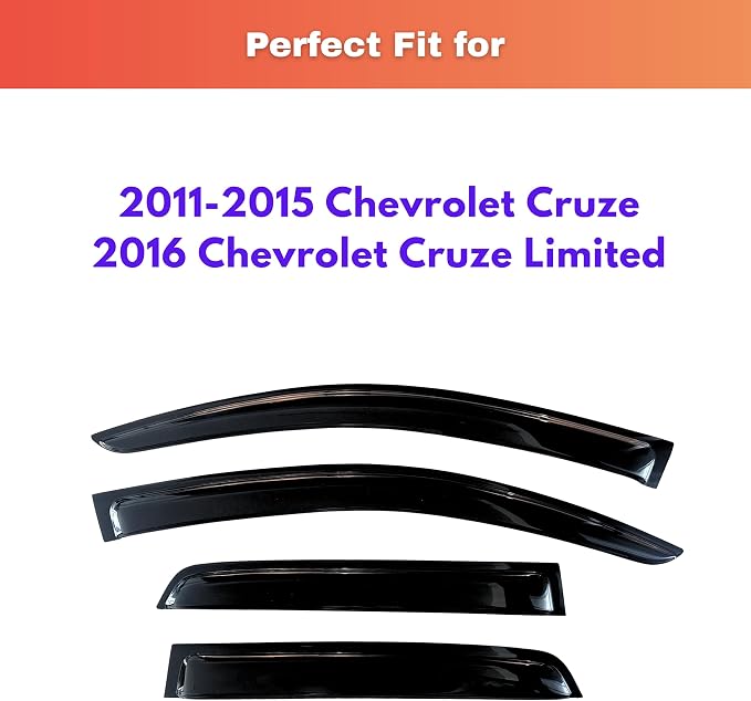 KPY Rain Guards Fit for 2011-2015 Chevrolet Cruze, Out-Channel Window Visors Vent Wind Deflectors 4PC, Car Accessories for 2016 Chevy Cruze Limited