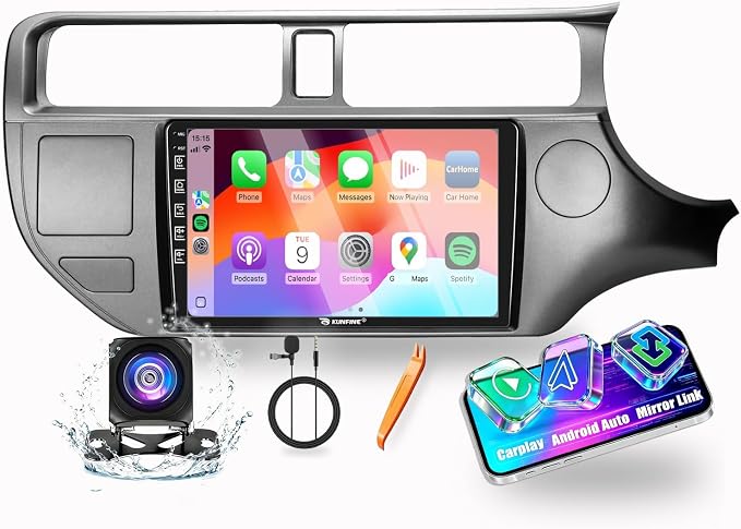 for Kia Rio 2012-2015 RHD Car CarPlay Android Auto Navigation Stereo GPS Radio Reverse Camera Display 9" IPS Touchscreen Headunit Tablet Pad Media Player, if Applicable Quad Core 2G+64G