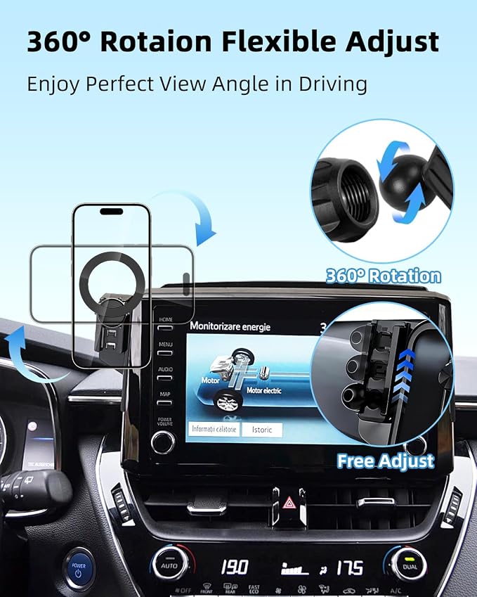 PZK Car Phone Mount for 2019-2026 Toyota Corolla/Corolla Cross 2022-2026 | Corolla Hatchback Accessories 8-inch Screen Magnetic Phone Holder with Magsafe 360° Rotation Hands-Free Not Block Vent