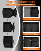 Sturdy Car Trunk Organizer – Large Capacity Trunk Organizer for SUVs & Sedans, Hard-Shell One-Piece Design with Cute Print, Collapsible and Durable Car Organizers (Black Leopard 70L)