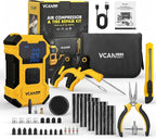 Flat Tire Repair Kit with Air Compressor, 150PSI Portable Air Pump with Auto-Stop & LED, Heavy Duty Tire Plug Kit for Car, SUV, Truck, Jeep, Motorcycle, Roadside Emergency Assistance (YELLOW)