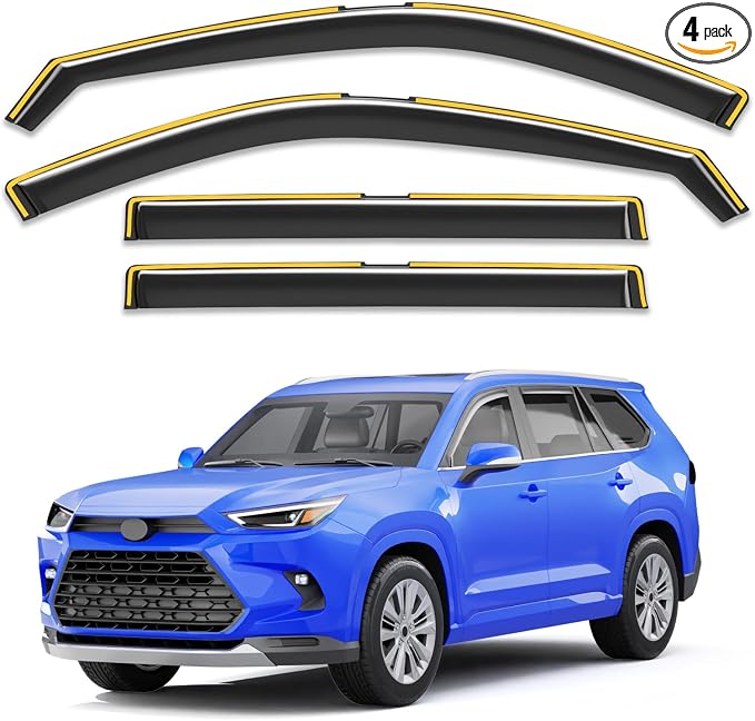 in-Channel Window Rain Guards Fit for Toyota Grand Highlander 2024 2025 2026,Extra Durable Rain Guards Visors Vent Visors Window Deflector Vent Shades Car Accessories -4 pcs