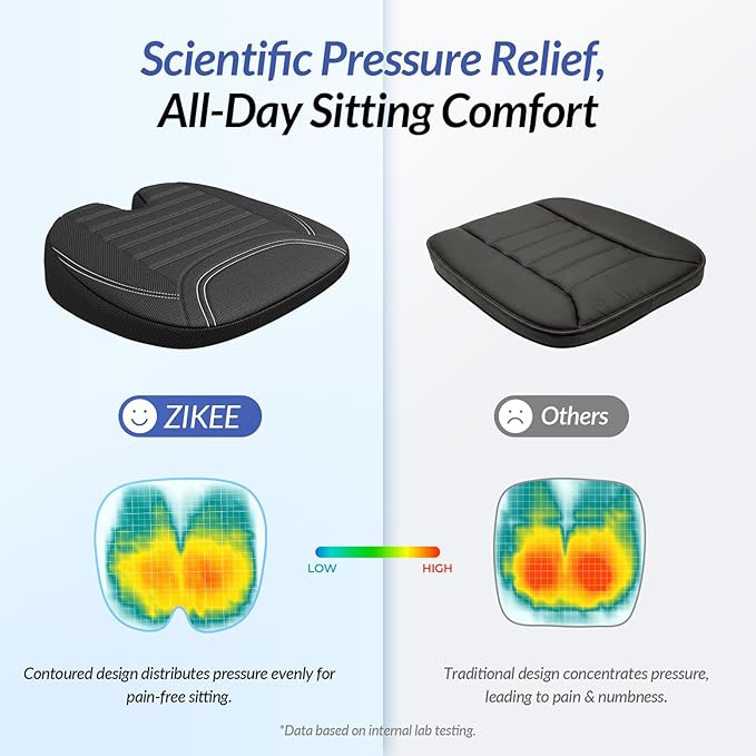 Wedge Car Seat Cushion for Tailbone Pain Relief & Better Visibility | Ergonomic Memory Foam Seat Cushion for Car with Breathable Channel Design, Fits Car, SUV, Truck, Non-Slip Mesh Cover