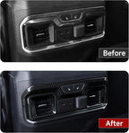 Car Rear Armrestbox Air Outlet Vent Sticker ABS Carbon Fiber Decal Interior Trim Cover for 2019-2025 Chevy Silverado | for GMC Sierra 2019-2021 1500 2500 3500 HD Accessories