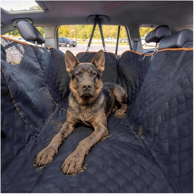 Dog Seat Cover for Pickup Trucks, 900D Heavy Duty Truck Back Seat Cover for Dogs, Waterproof & Non-Slip Pet Car Seat Cover, Fits Ford F150 F250 Ram 1500 GMC Sierra Chevy Silverado Crew Cab