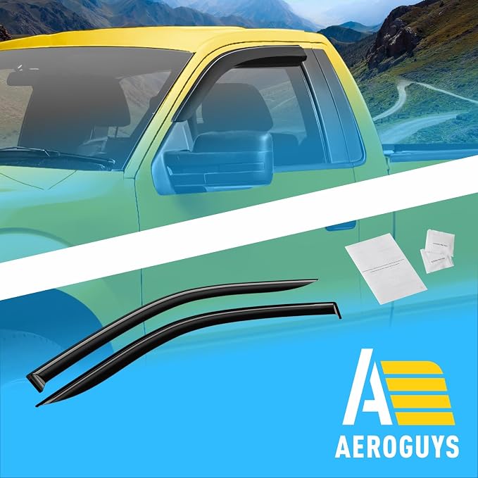 Extra Durable Window Deflectors Tape-On Window Visors Rain Guards Fit for Ford F150 2009-2014 Regular Cab, Sun Visors, Wind Vent for Shades, Exterior Car Accessories - 2pcs. AG0045