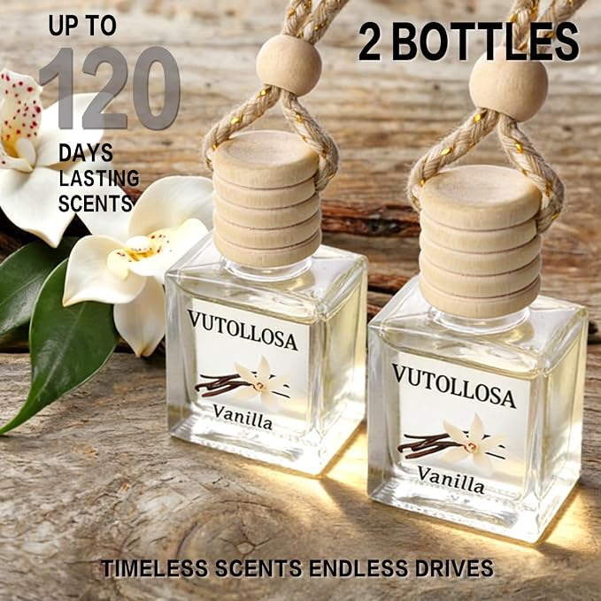 2-Pack Car Air Fresheners, Car Deodorizer, Vanilla Scented Air Freshener Long Lasting Hanging Car Air Freshener for Men and Women, Car Scent Diffuser by