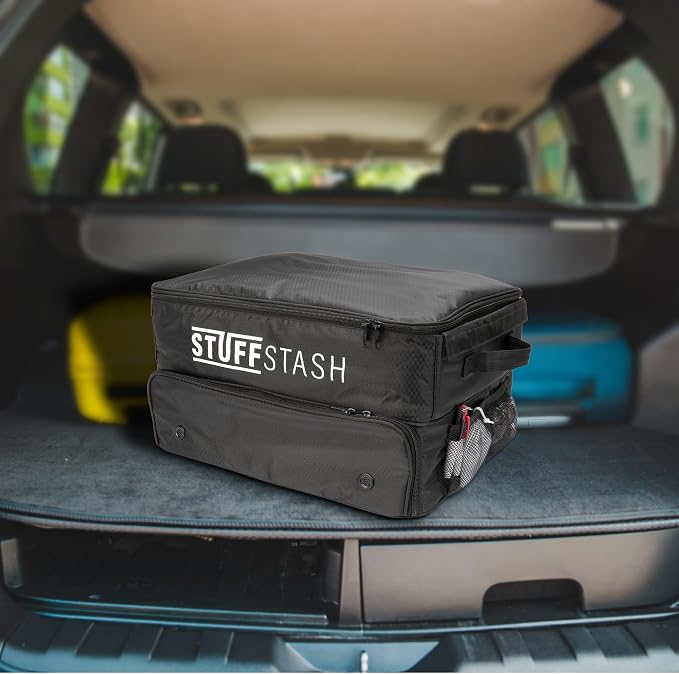 Golf Trunk Organizer for Car – Rigid, Won’t Collapse | Ventilated Shoe Compartment, Adjustable Dividers & Mesh Pockets | Golf Gift for Men & Women | Premium Car Trunk Storage Organizer