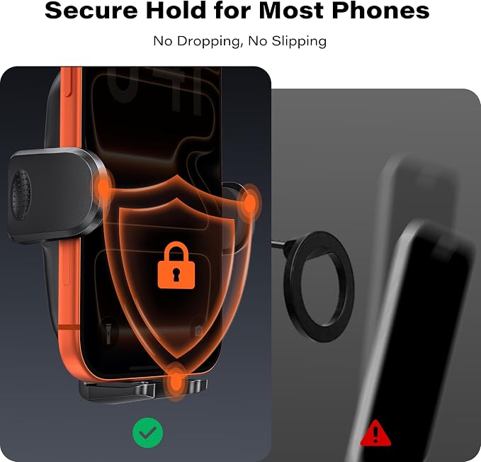 Car Phone Holder Mount, Strong Suction Dashboard & Windshield Phone Holder for Car, Hands-Free, Fit with iPhone Samsung All Phones, Ideal for Delivery & Uber Driver (Black-Twist-Lock Suction)
