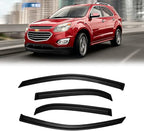 Window Visor for 2010-2017 Chevy Equinox, Out-Channel Rain Guards Shields Vent Deflector Shade Wind Dark Smoke Ventshade Ventvisor for 10-17 Equinox, Tape-On Outside-Mount, 4PCS
