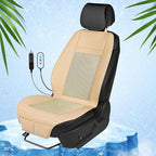Seat Coolers for Vehicles, 12V Car Cooling Seat Cushion with Massager Mesh Breathable Summer Driving Cooling Seat Covers for Cars Front Seat Faux Leather (beigi)