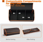 Car Trunk Organizer for SUV and Sedan, Orange-Honeycomb, 29.5 in | Honeycomb Textured Exterior, Extra‑Large, Premium Leather, Magnetic Lid, Collapsible & Adjustable, Water‑Resist & Dust‑Proof