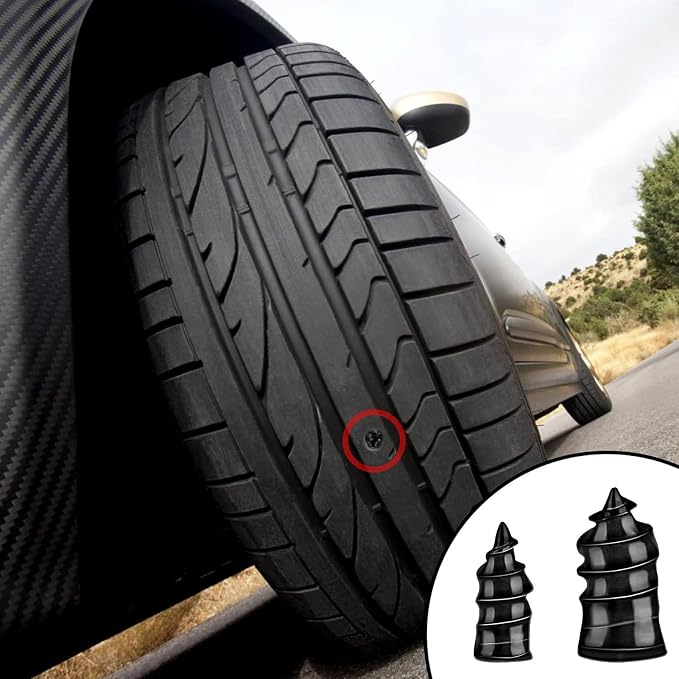 60PCS Tire Repair Rubber Nail, Car Puncture Repair Kit with Screwdriver, Universal Tire Screw Plug Fast Tool Kit for Car, Motorcycle, Truck, Tractor, with 1 Pencil Tire Pressure Gauge(30S+30L)